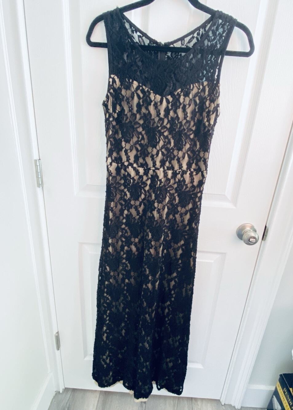 Vintage Y2K 2000's Long Dress Lace Full Length Maxi Illusion Whimsigoth Goth
